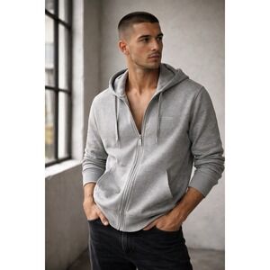 Armani Exchange A|X Gray Full Zip Hoodie Size M Cotton Logo Sweatshirt Men